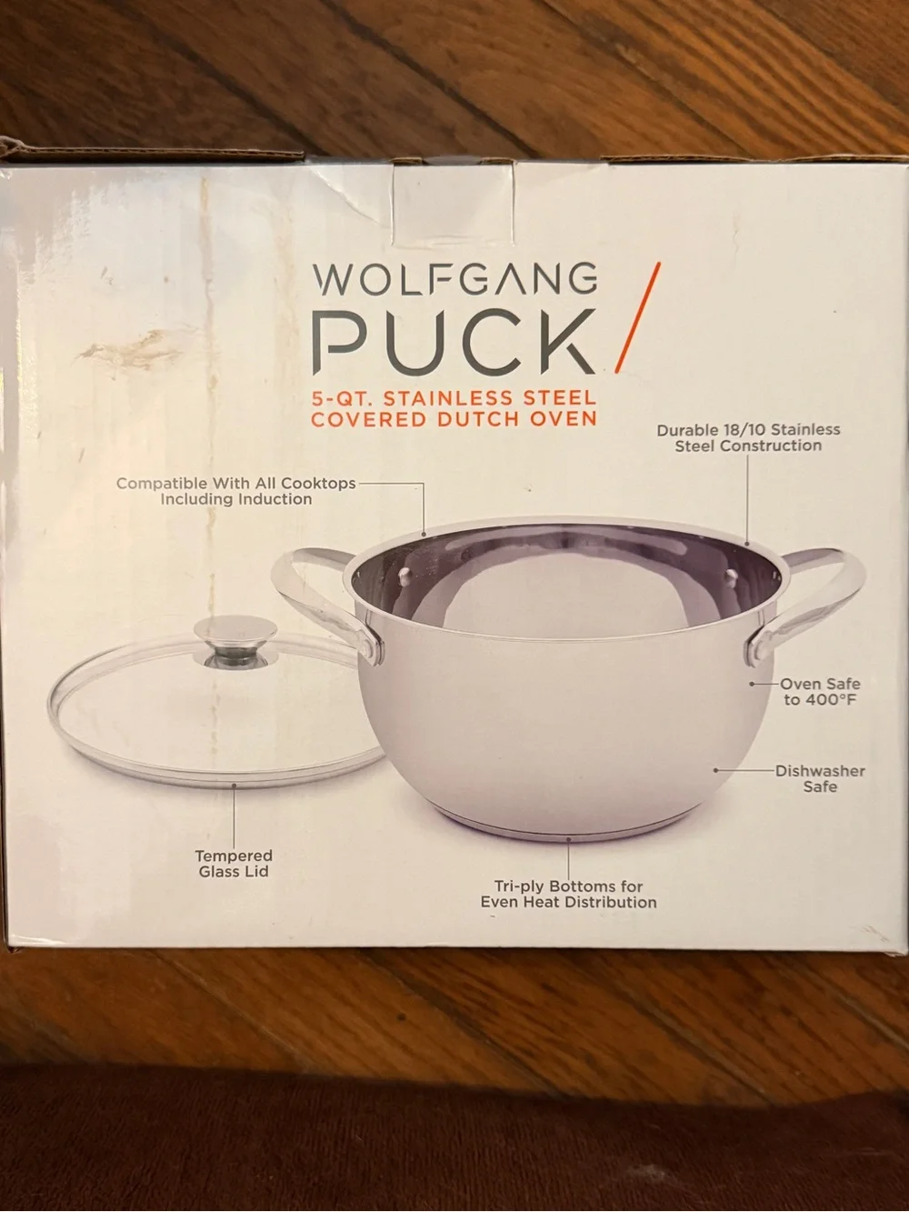 Wolfgang Puck 5 Quart Stainless Steel Covered Ditch Oven NIB